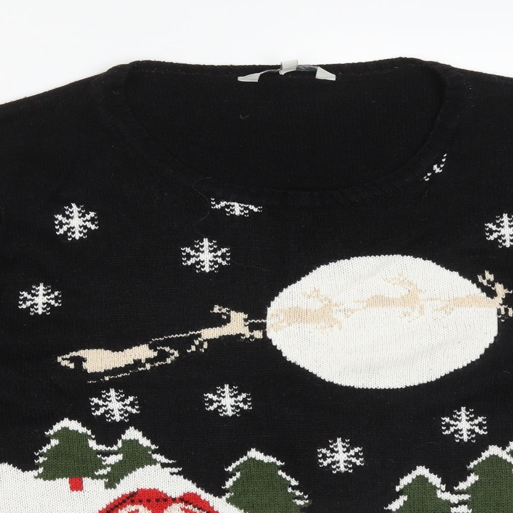 Peacocks Womens Black  Acrylic Pullover Sweatshirt Size XL   - CHRISTMAS
