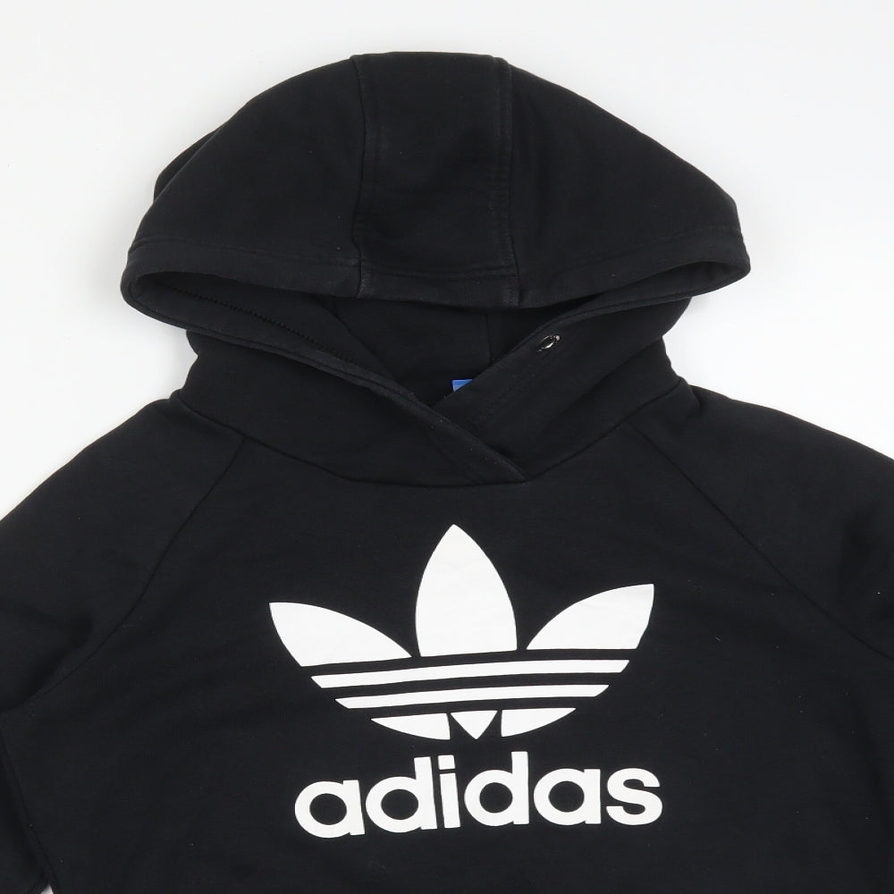 adidas Womens Black  Cotton Pullover Hoodie Size 8