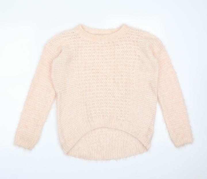 New Look Womens Pink  Acrylic Pullover Sweatshirt Size 8