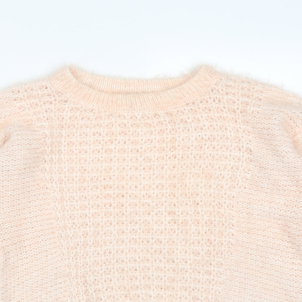 New Look Womens Pink  Acrylic Pullover Sweatshirt Size 8