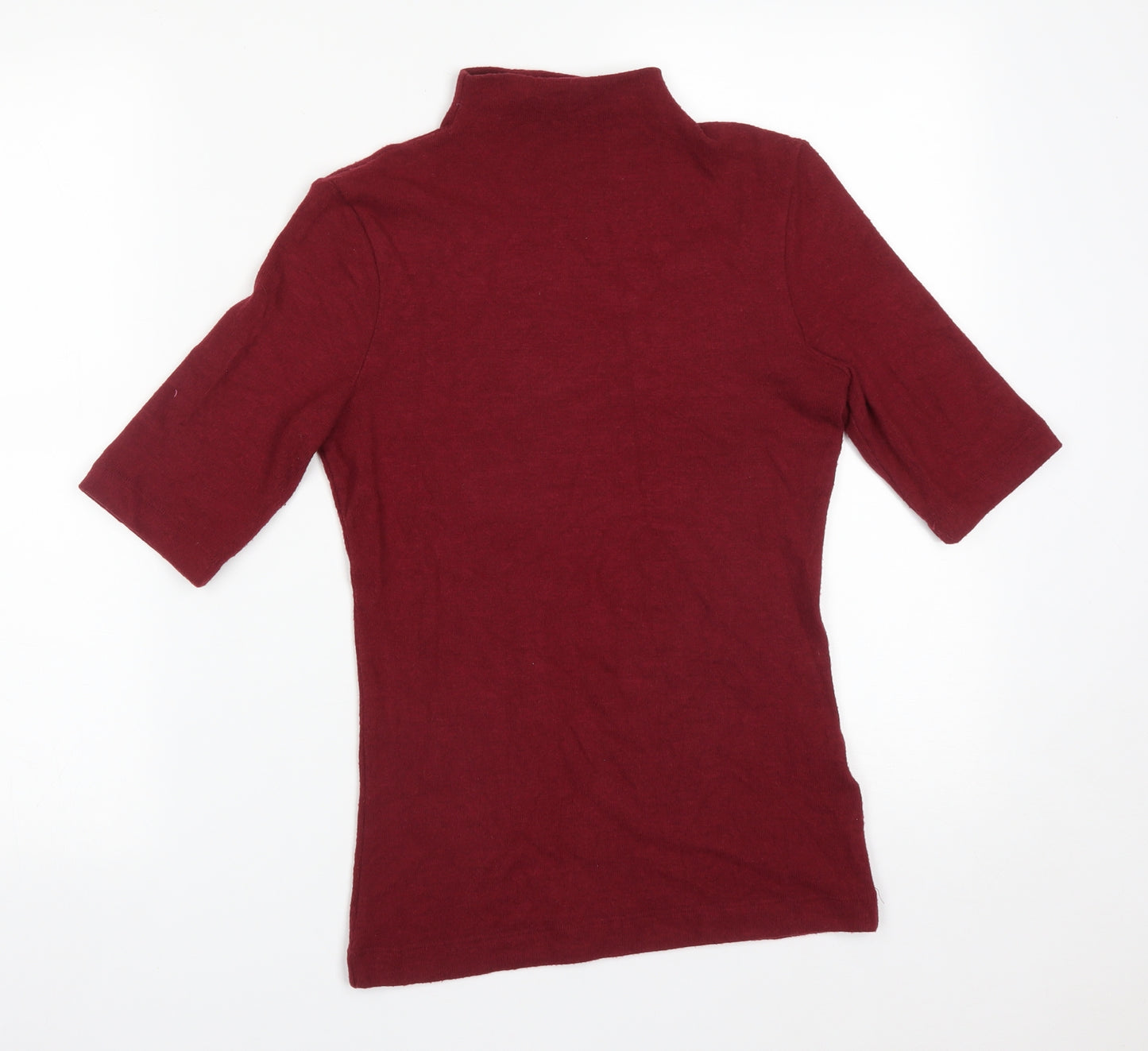M&S Womens Red  Viscose Basic T-Shirt Size 6 Mock Neck