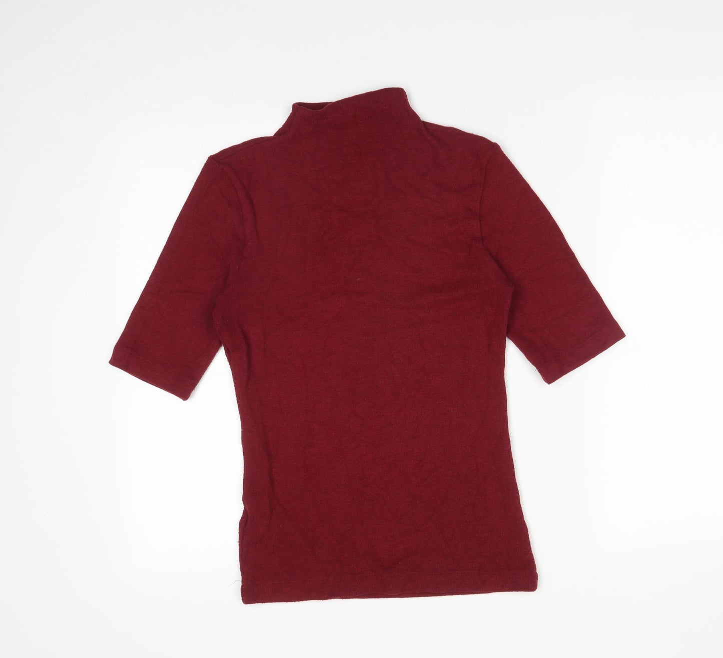M&S Womens Red  Viscose Basic T-Shirt Size 6 Mock Neck