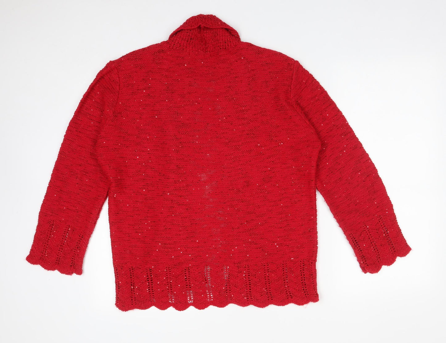 Envy Womens Red   Acrylic Cardigan Jumper Size L