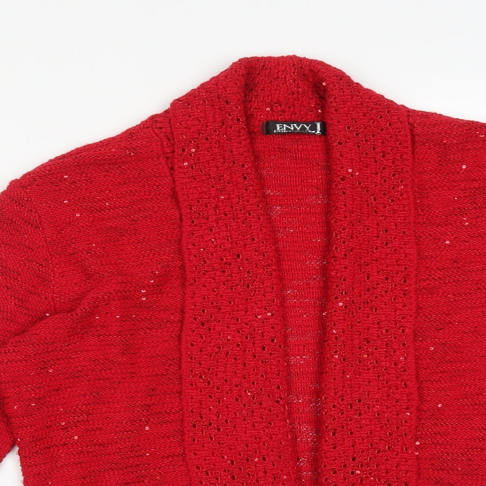 Envy Womens Red   Acrylic Cardigan Jumper Size L