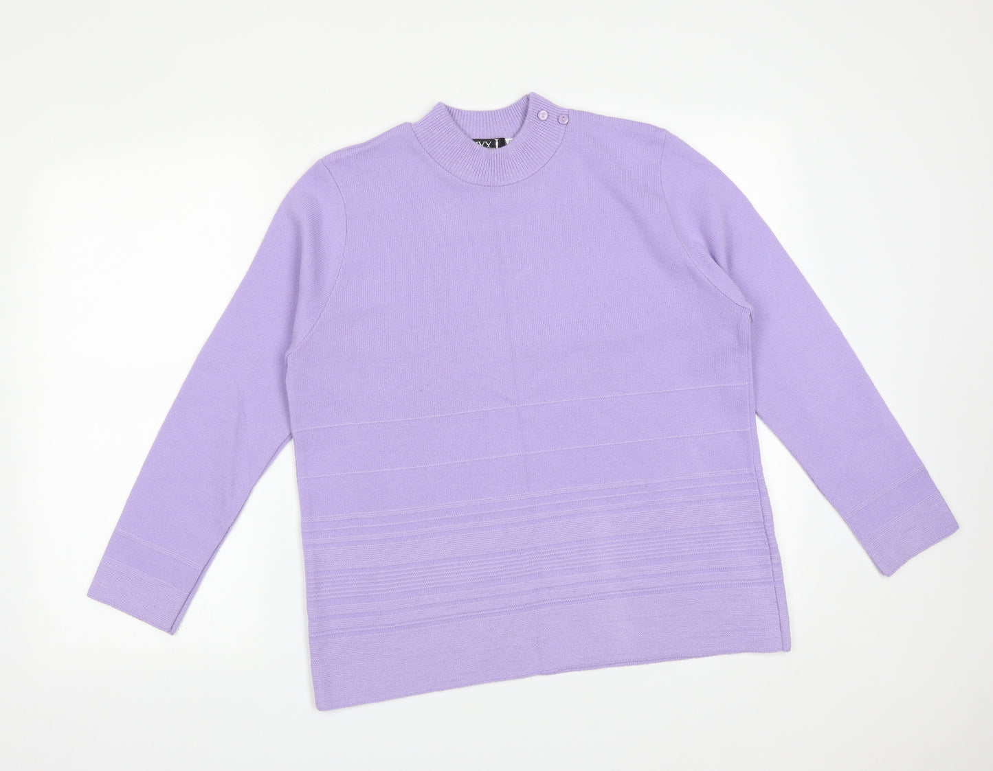 Envy Womens Purple Striped Acrylic Pullover Sweatshirt Size XL