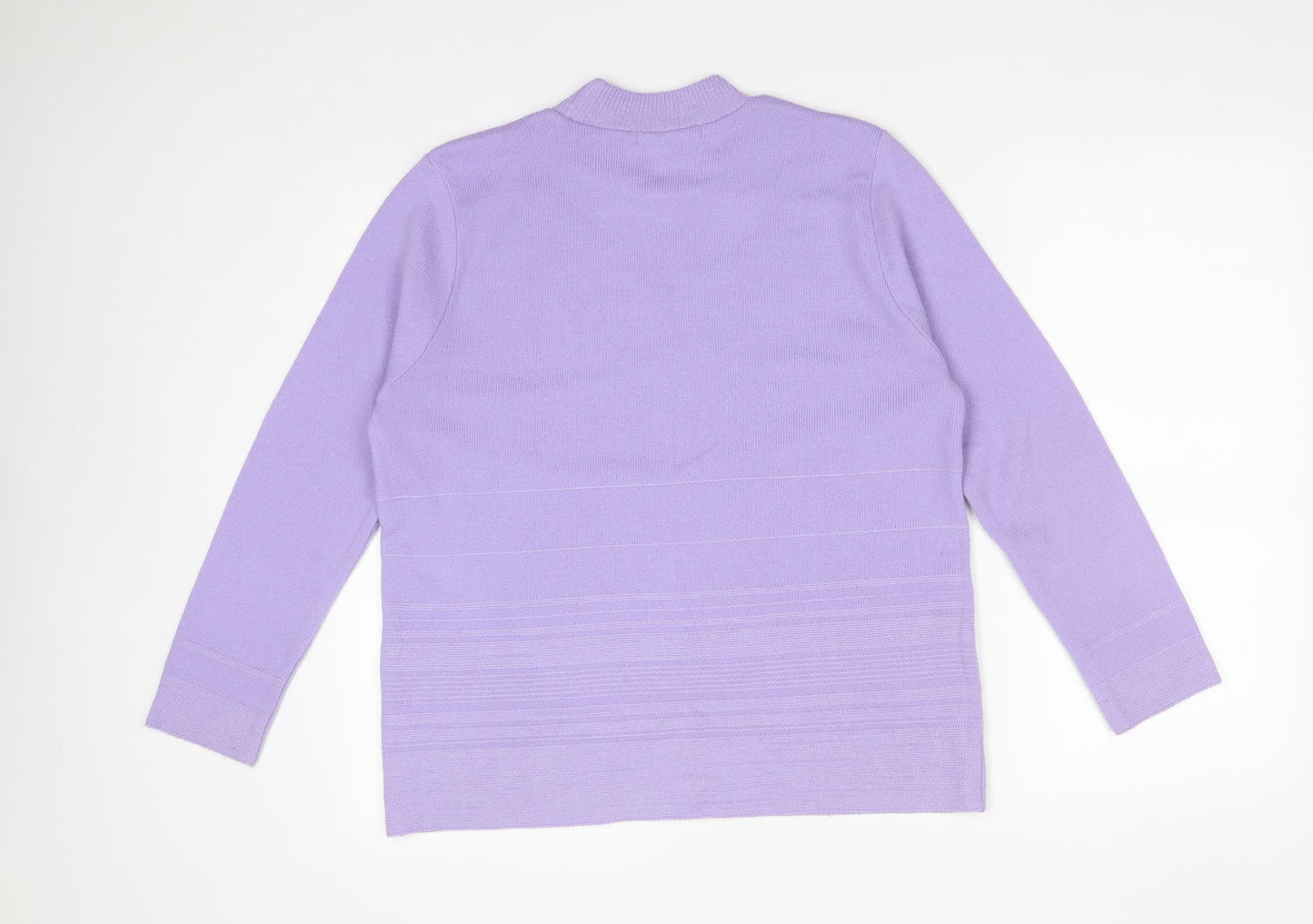 Envy Womens Purple Striped Acrylic Pullover Sweatshirt Size XL