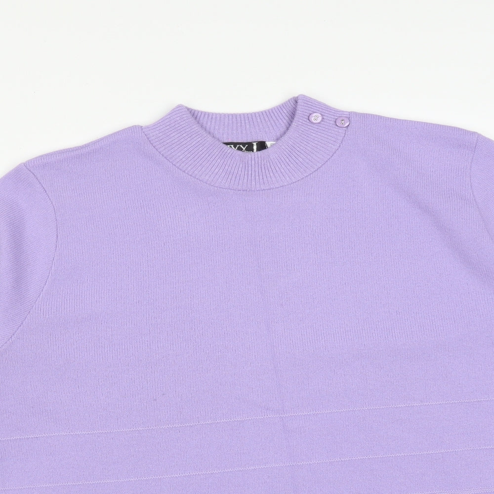 Envy Womens Purple Striped Acrylic Pullover Sweatshirt Size XL