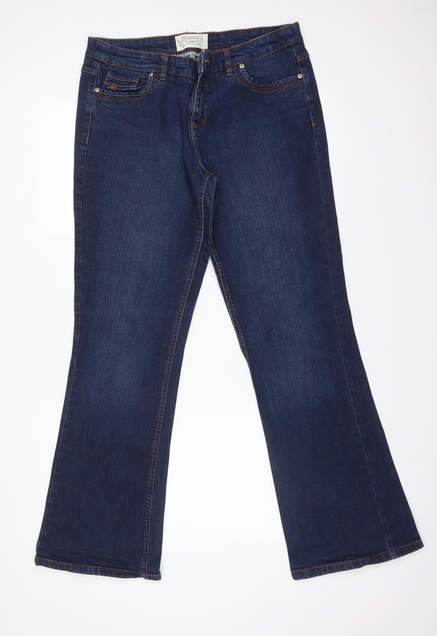 Debenhams Womens Blue  Cotton Bootcut Jeans Size 14 L32 in Regular