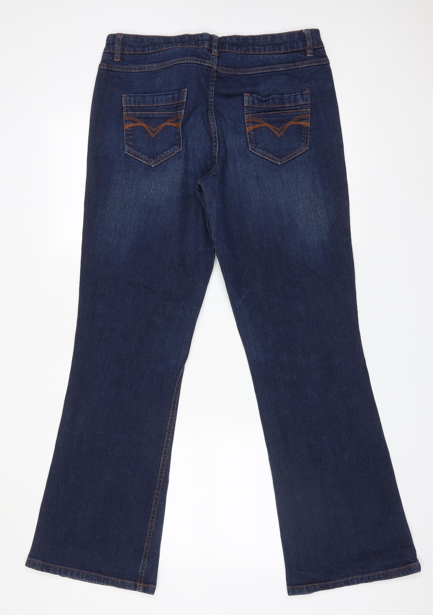 Debenhams Womens Blue  Cotton Bootcut Jeans Size 14 L32 in Regular