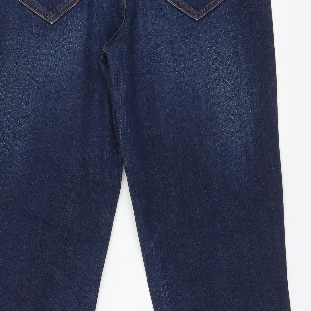 Debenhams Womens Blue  Cotton Bootcut Jeans Size 14 L32 in Regular