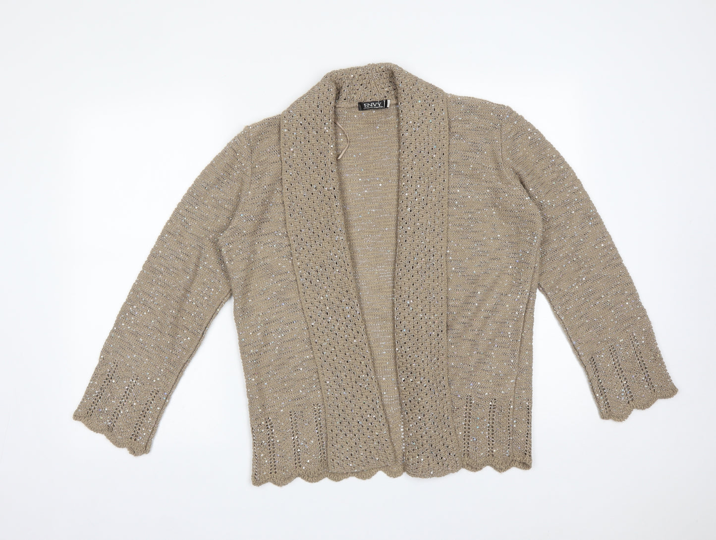Envy Womens Beige   Acrylic Cardigan Jumper Size L