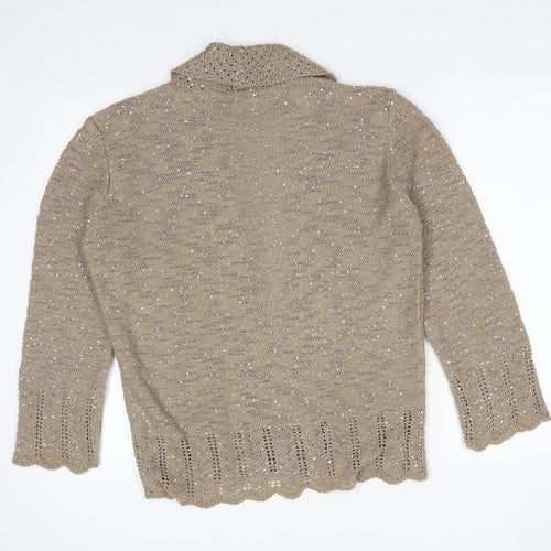 Envy Womens Beige   Acrylic Cardigan Jumper Size L