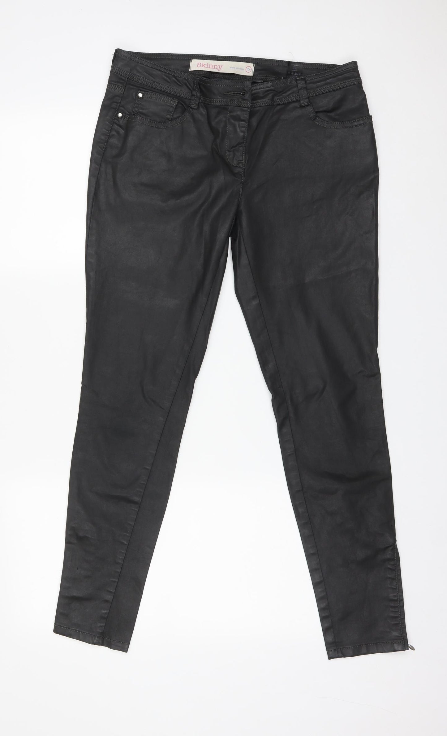 NEXT Womens Black  Cotton Skinny Jeans Size 10 L29 in Regular