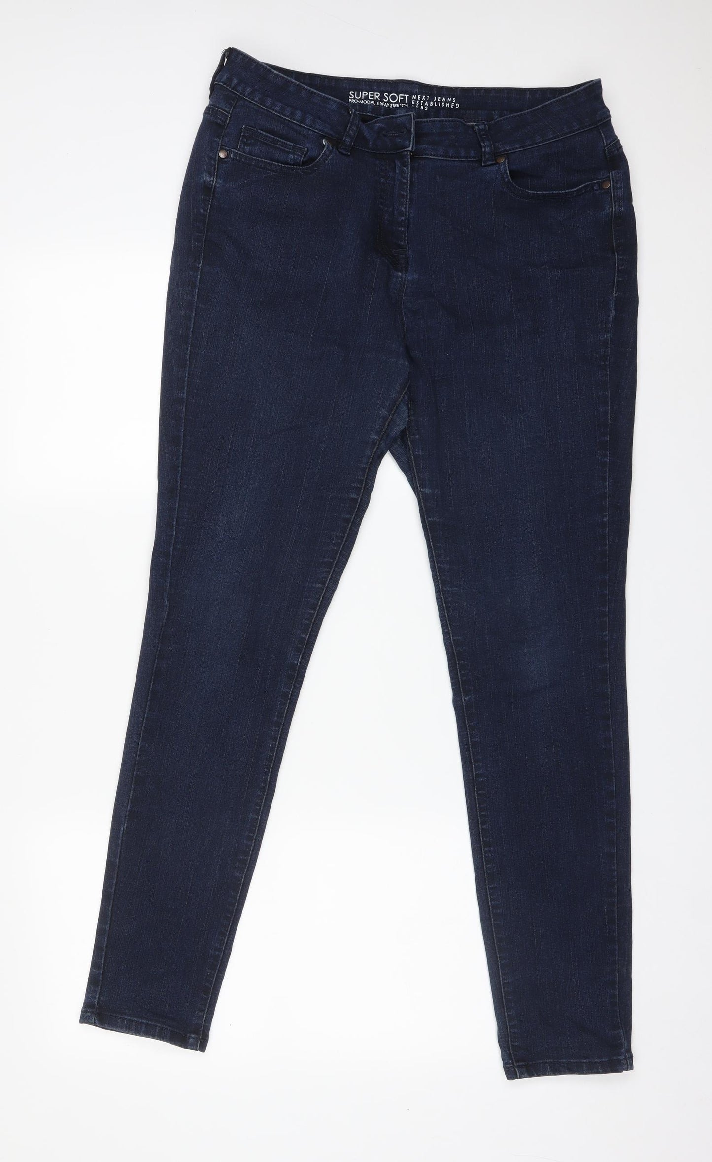 NEXT Womens Blue  Modal Straight Jeans Size 14 L30 in Regular