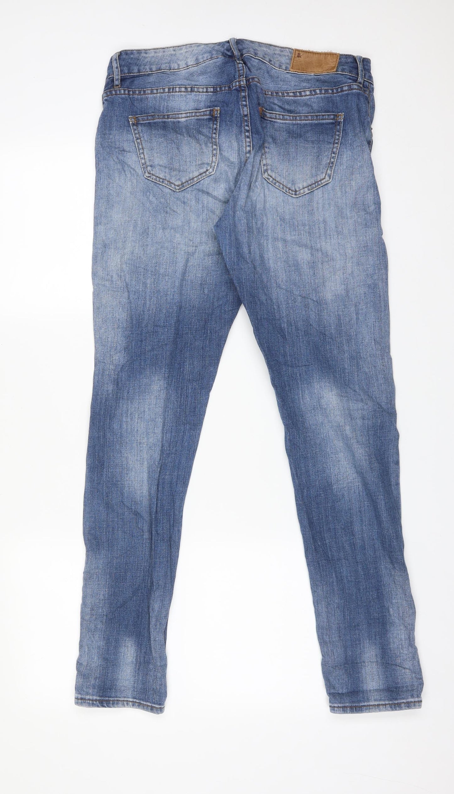 H&M Womens Blue  Cotton Boyfriend Jeans Size 25 L32 in Regular