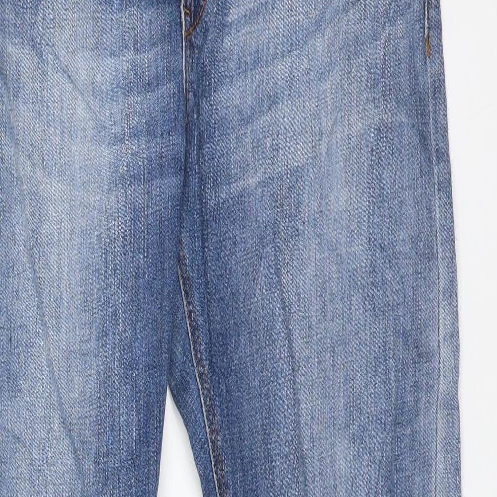 H&M Womens Blue  Cotton Boyfriend Jeans Size 25 L32 in Regular