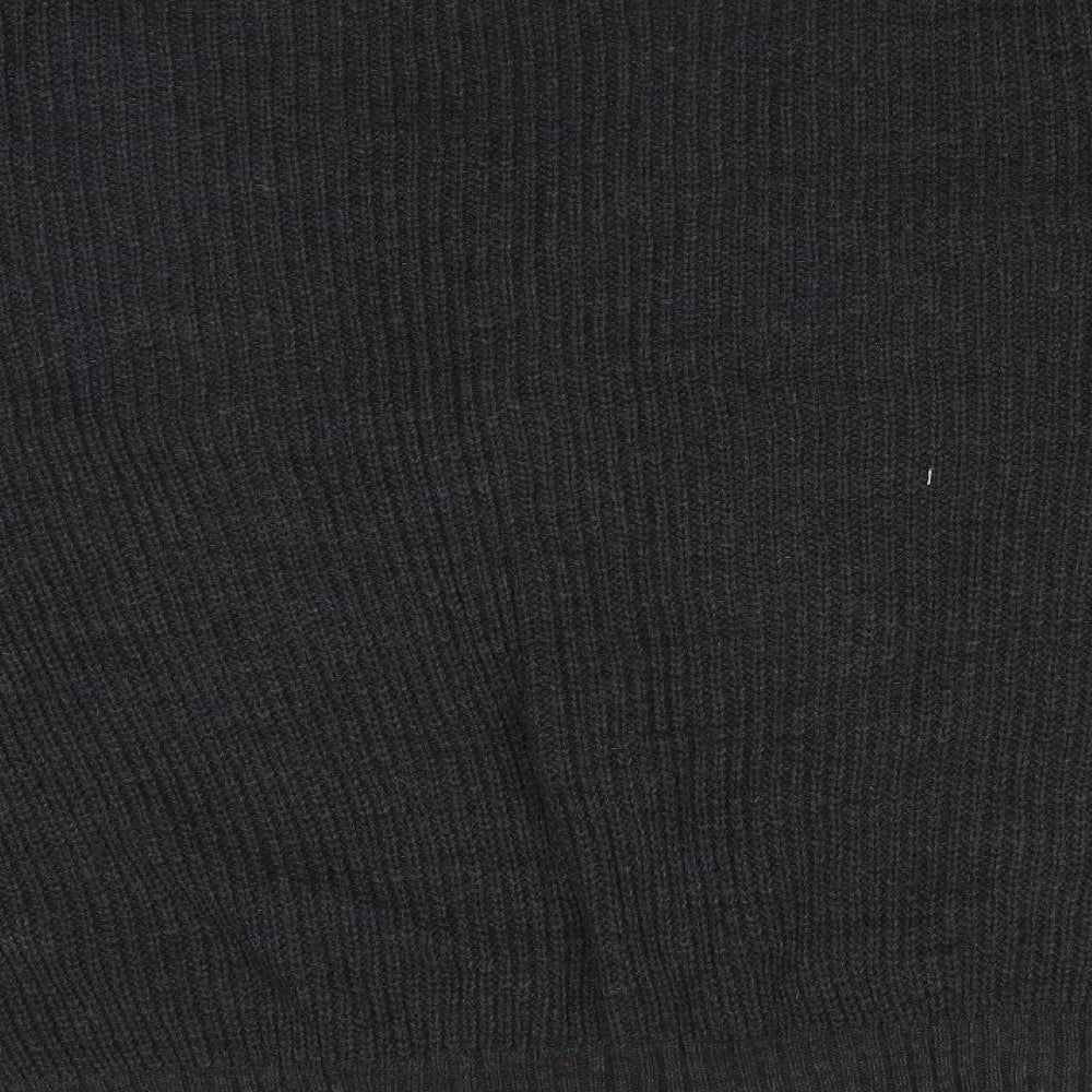 Boohoo Womens Grey V-Neck  Acrylic Pullover Jumper Size L