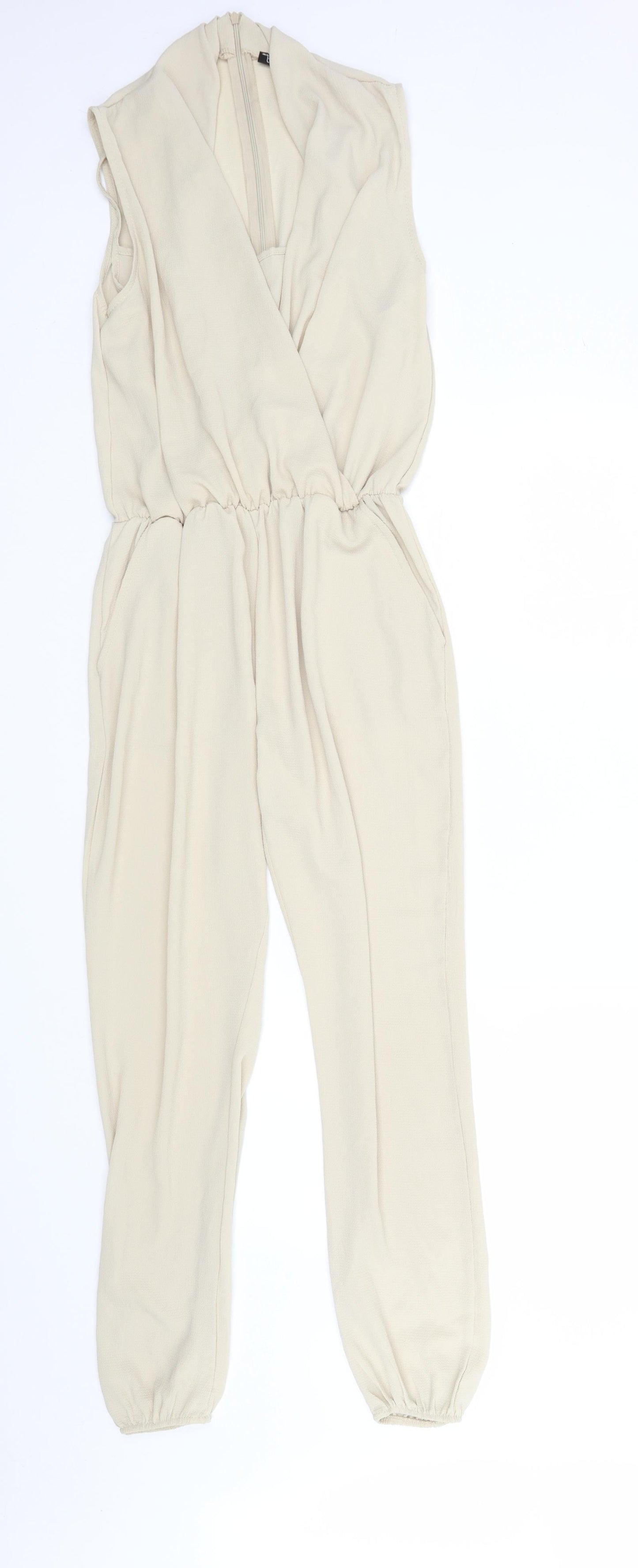 Boohoo Womens Beige  Polyester Jumpsuit One-Piece Size S