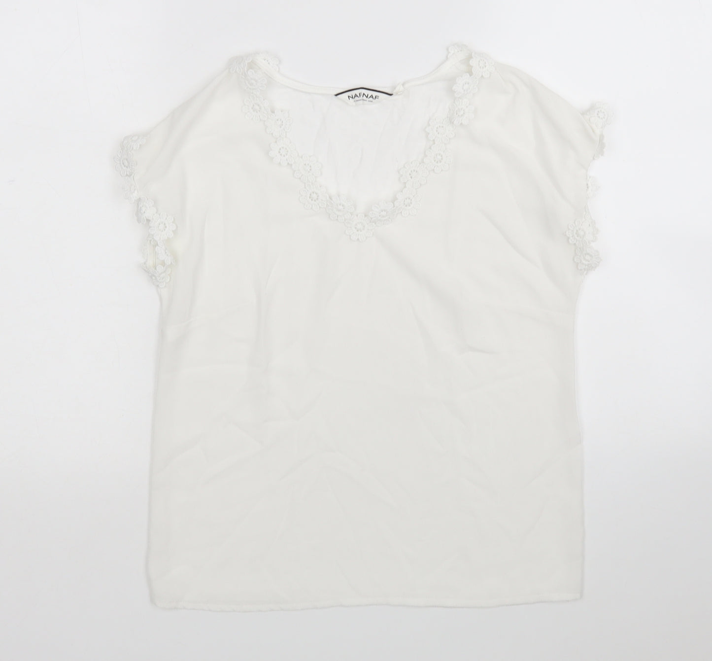 NAfNaf Womens White   Basic Blouse Size XS V-Neck