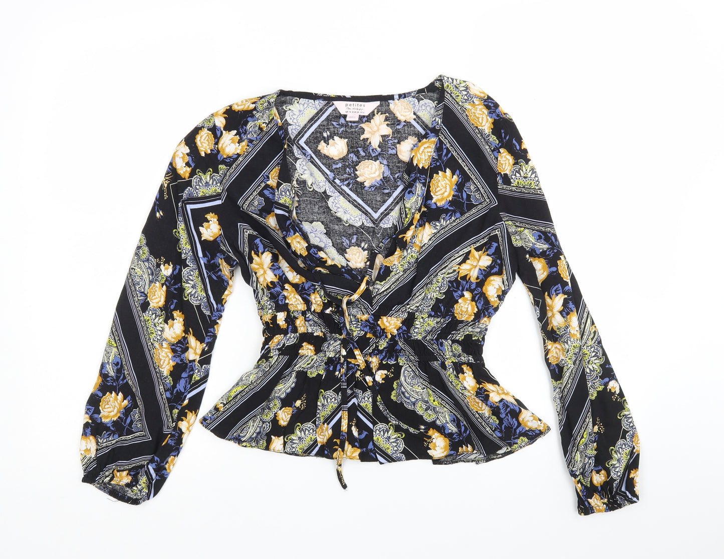 Miss Selfridge Womens Multicoloured Floral Viscose Basic Blouse Size 10 V-Neck