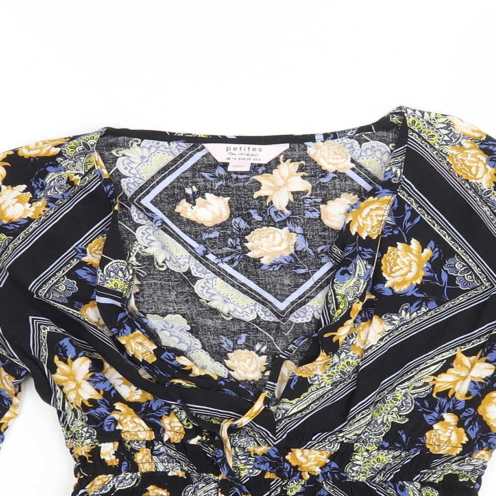 Miss Selfridge Womens Multicoloured Floral Viscose Basic Blouse Size 10 V-Neck