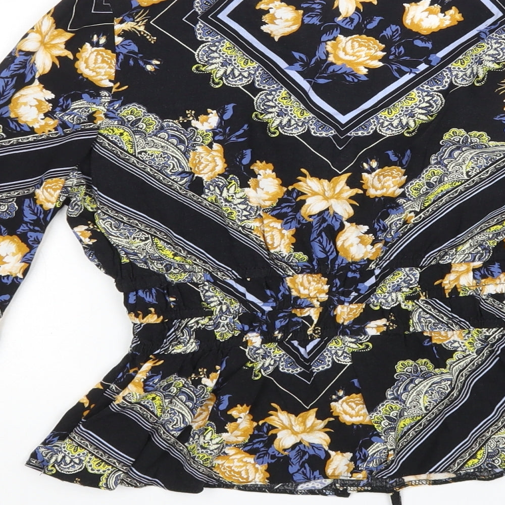 Miss Selfridge Womens Multicoloured Floral Viscose Basic Blouse Size 10 V-Neck