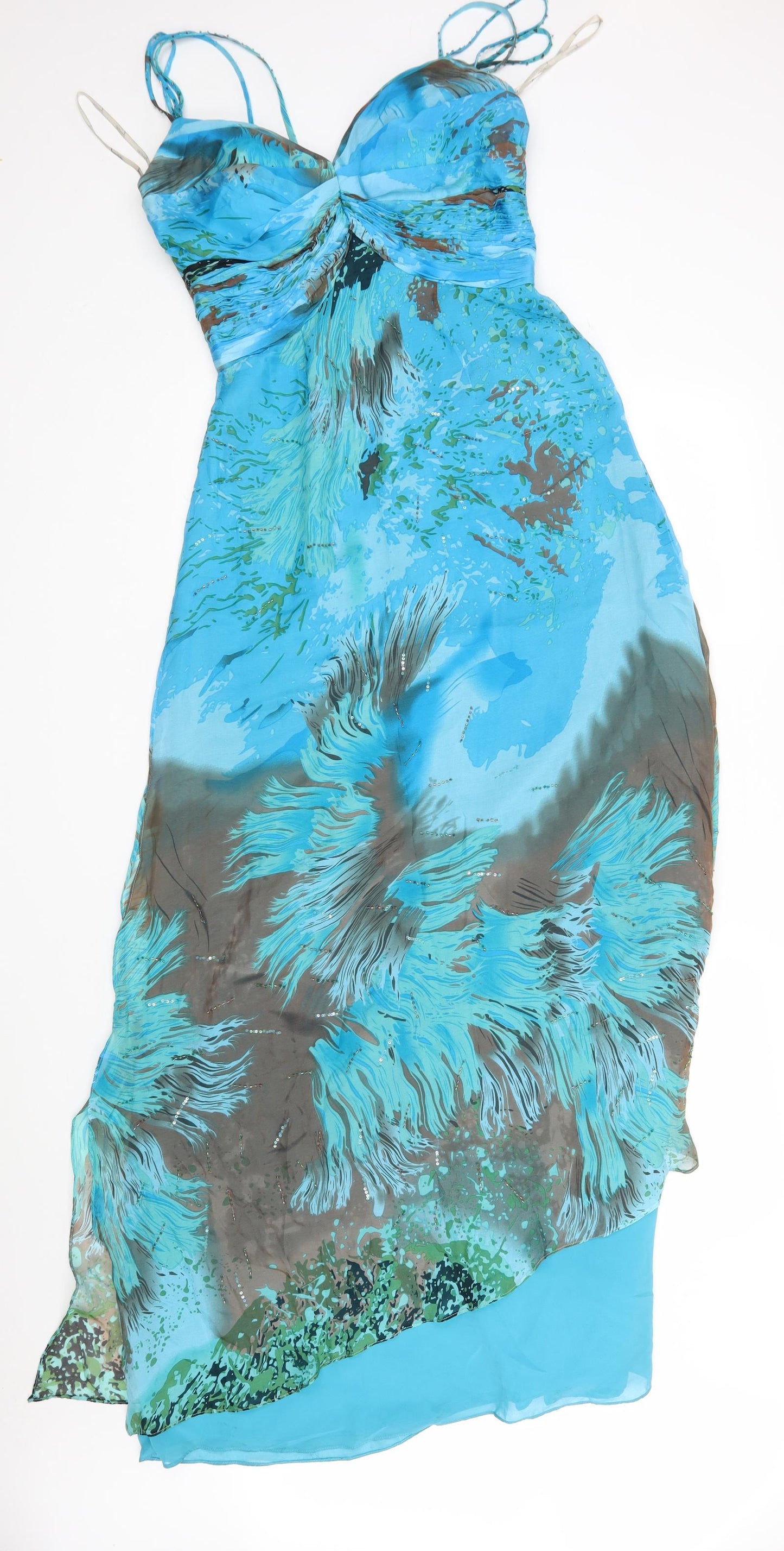 Irresistable Womens Multicoloured Geometric Silk A-Line  Size 10  V-Neck