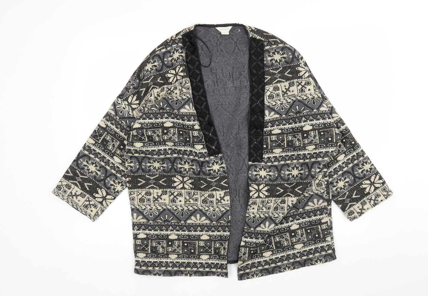 Monsoon Womens Multicoloured V-Neck Argyle/Diamond Polyester Cardigan Jumper Size 14