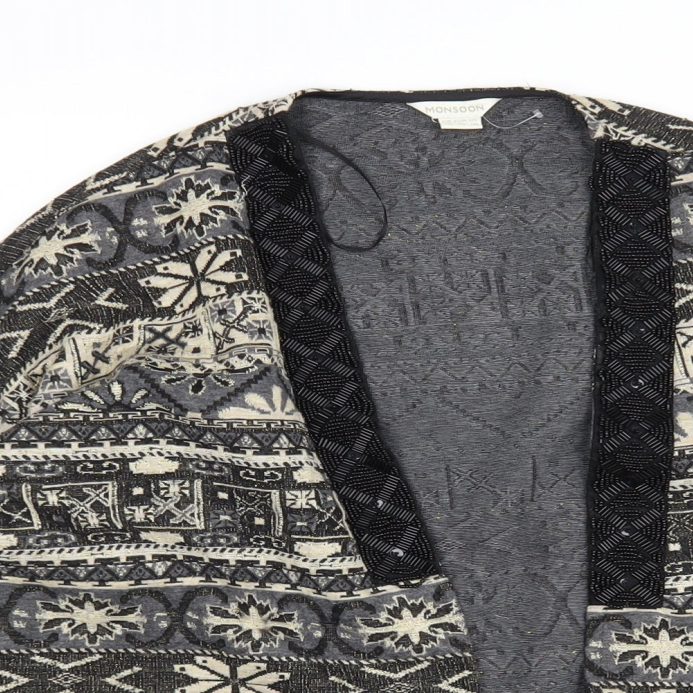 Monsoon Womens Multicoloured V-Neck Argyle/Diamond Polyester Cardigan Jumper Size 14