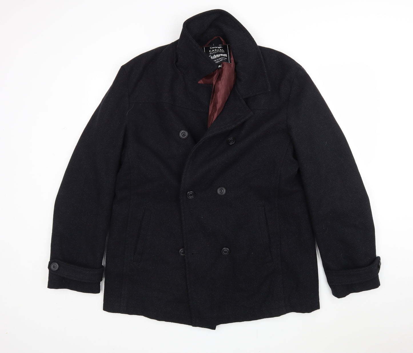 George Mens Blue   Overcoat Coat Size XL