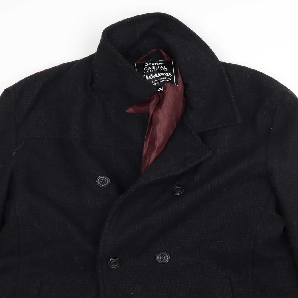 George Mens Blue   Overcoat Coat Size XL