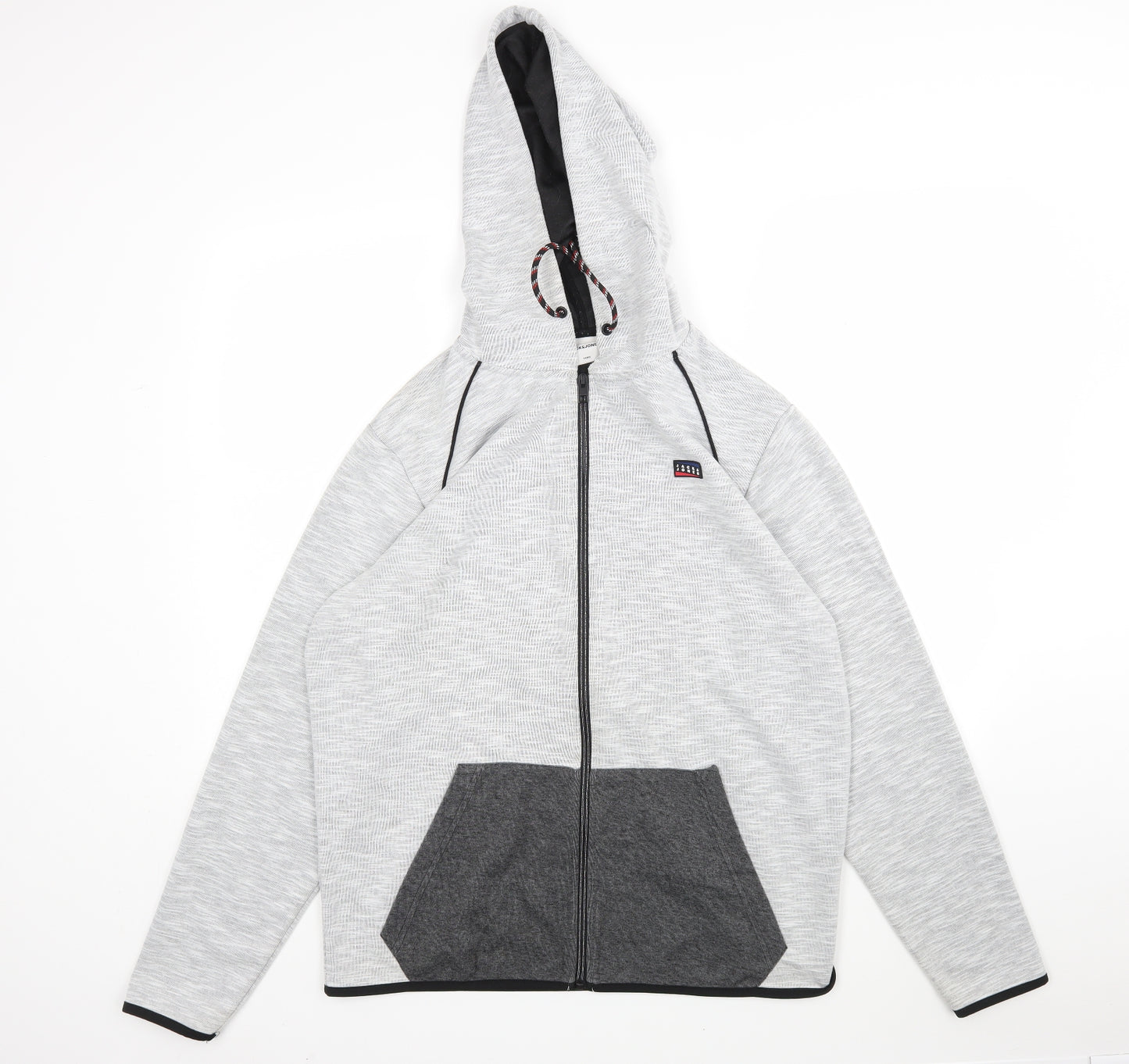 JACK & JONES Mens Grey  Cotton Full Zip Hoodie Size XL