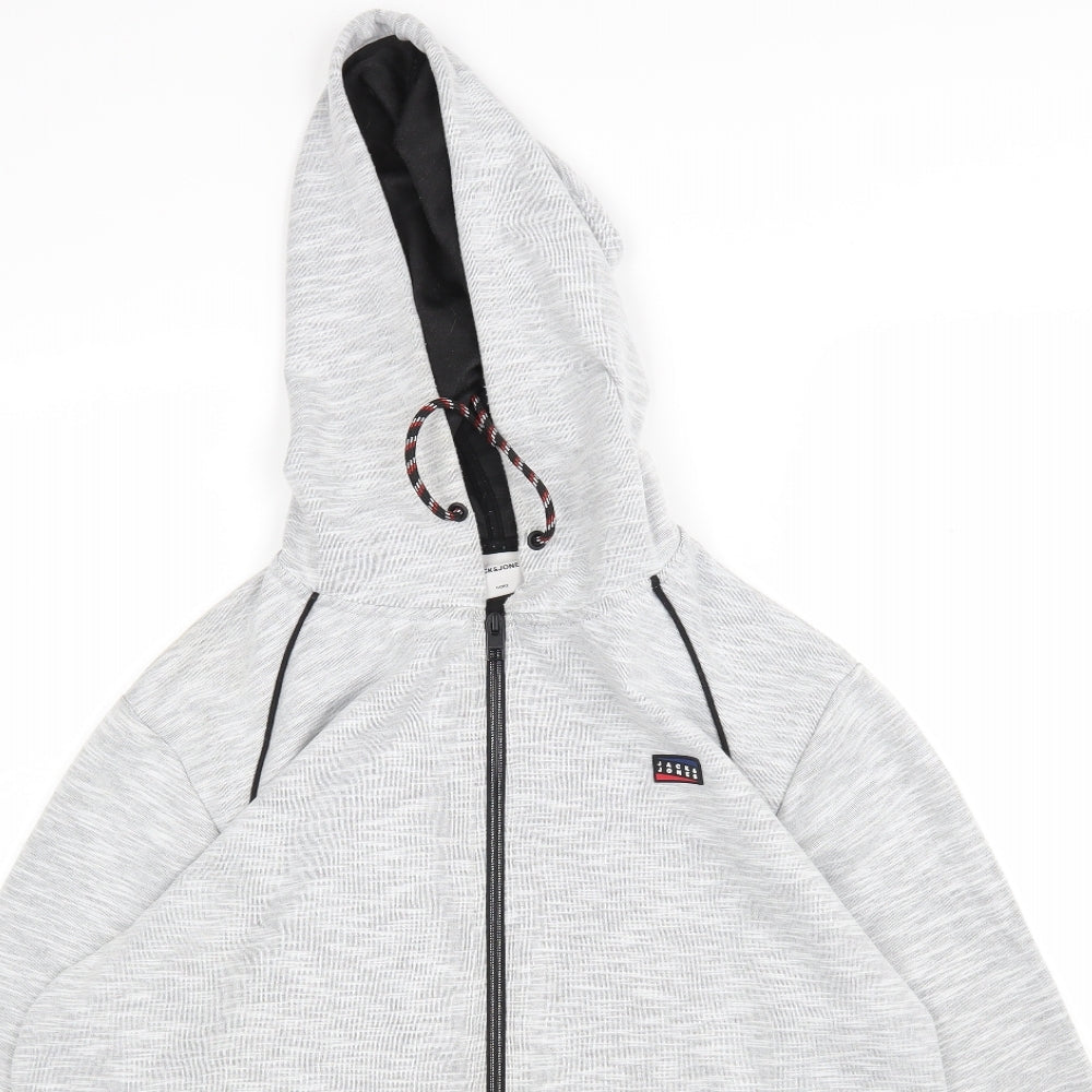 JACK & JONES Mens Grey  Cotton Full Zip Hoodie Size XL