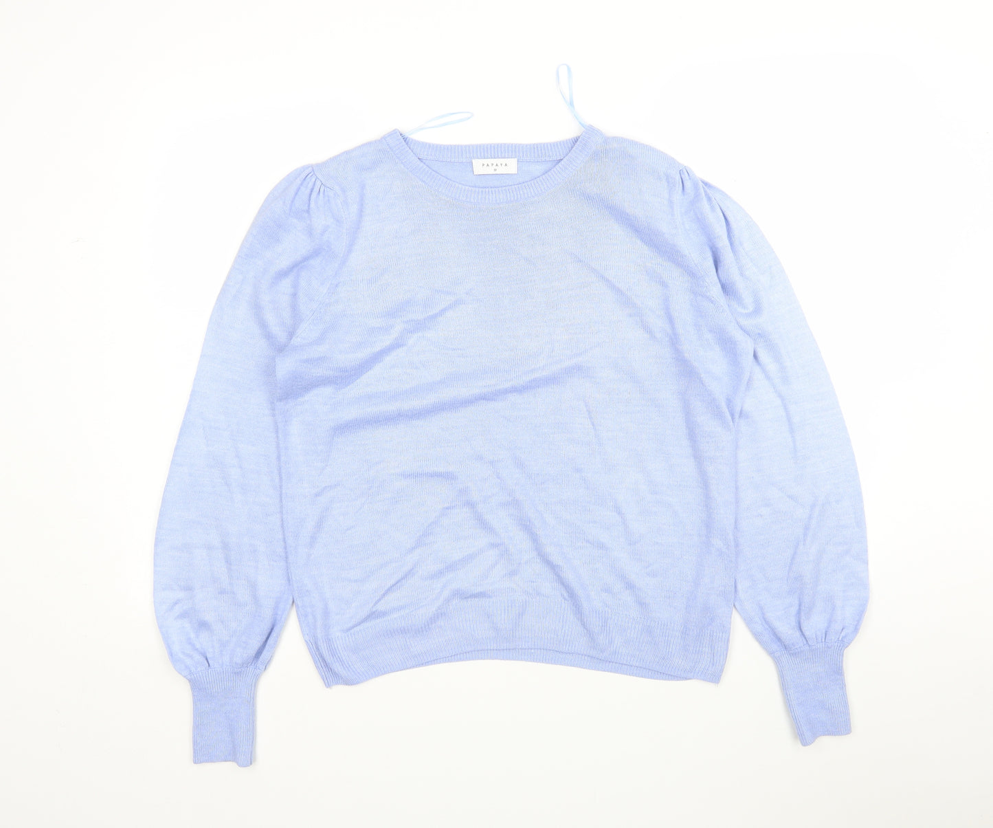 Papaya Womens Blue Round Neck  Acrylic Pullover Jumper Size M