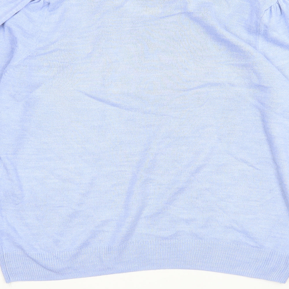 Papaya Womens Blue Round Neck  Acrylic Pullover Jumper Size M