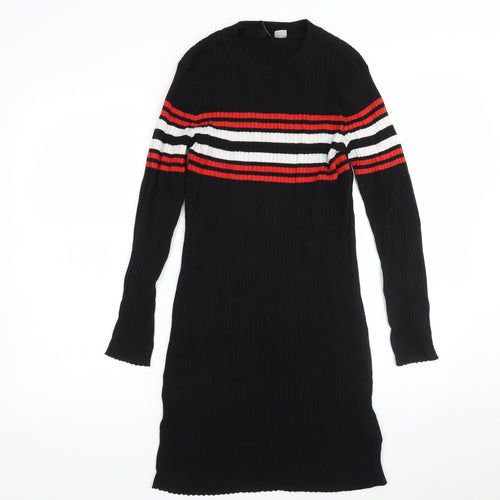 H&M Womens Multicoloured Striped Cotton Jumper Dress  Size 14  Round Neck