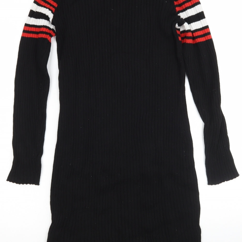 H&M Womens Multicoloured Striped Cotton Jumper Dress  Size 14  Round Neck