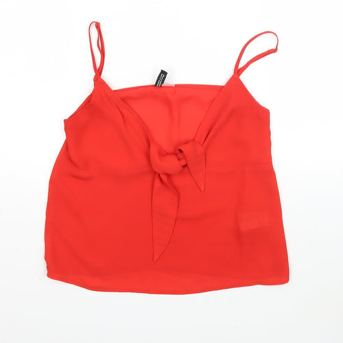 H&M Womens Red  Polyester Basic Tank Size 6 V-Neck