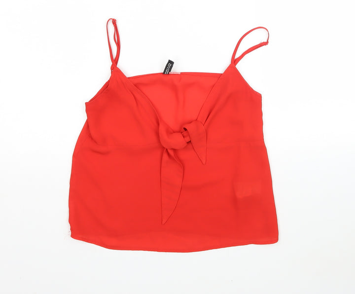 H&M Womens Red  Polyester Basic Tank Size 6 V-Neck