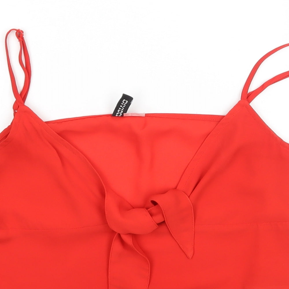 H&M Womens Red  Polyester Basic Tank Size 6 V-Neck