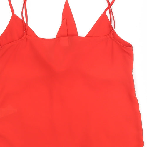 H&M Womens Red  Polyester Basic Tank Size 6 V-Neck