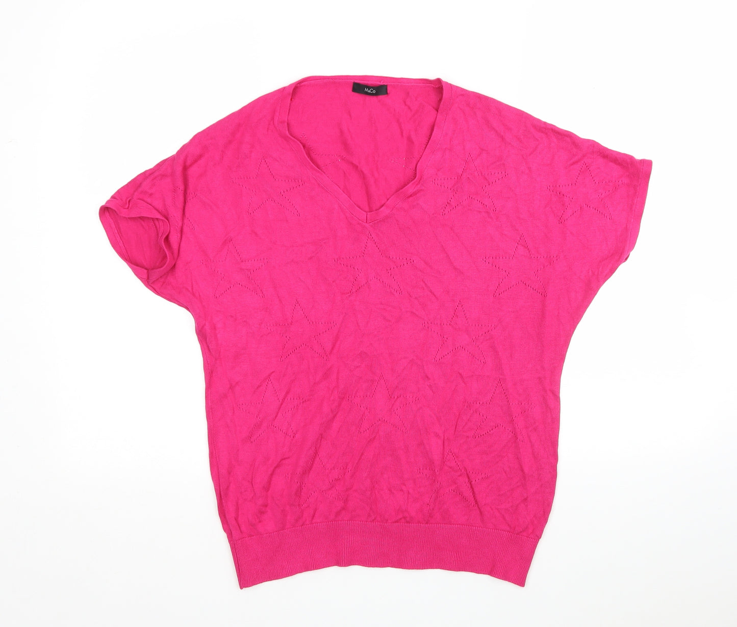 M&Co Womens Pink V-Neck  Viscose Pullover Jumper Size 12