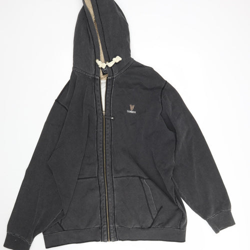 Guiness Mens Grey  Cotton Full Zip Hoodie Size 2XL
