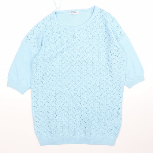 Damart Womens Blue Round Neck  Acrylic Pullover Jumper Size 10