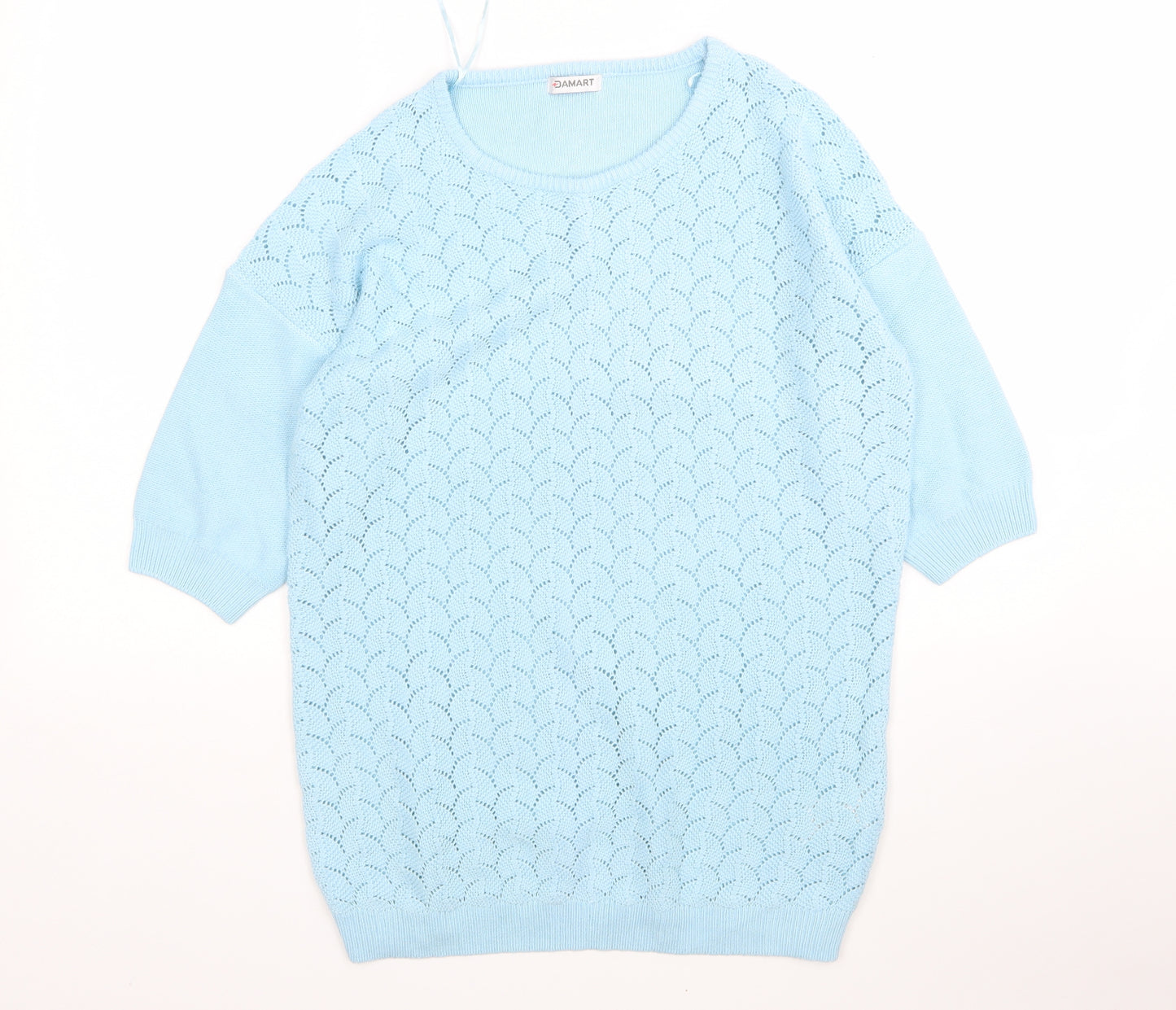 Damart Womens Blue Round Neck  Acrylic Pullover Jumper Size 10