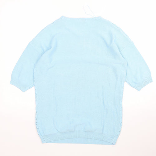 Damart Womens Blue Round Neck  Acrylic Pullover Jumper Size 10