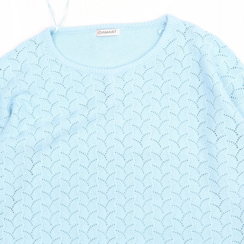 Damart Womens Blue Round Neck  Acrylic Pullover Jumper Size 10