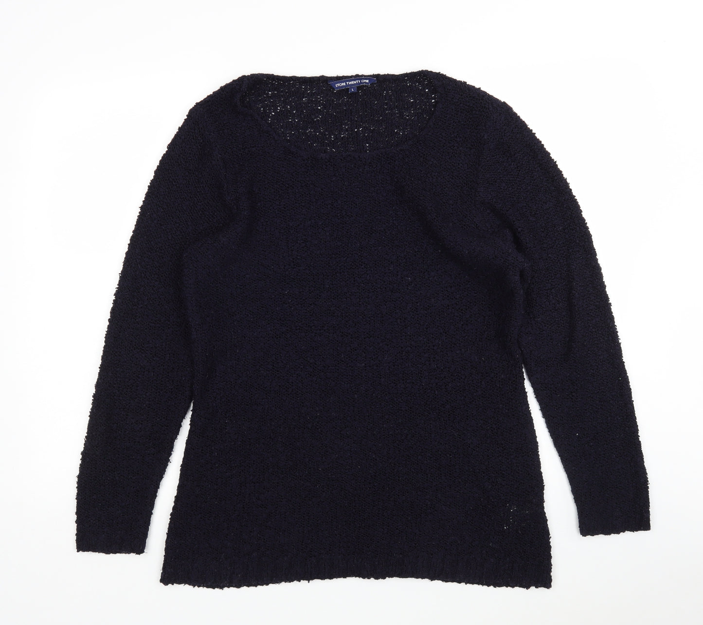 store twenty one Womens Blue Round Neck  Acrylic Pullover Jumper Size L