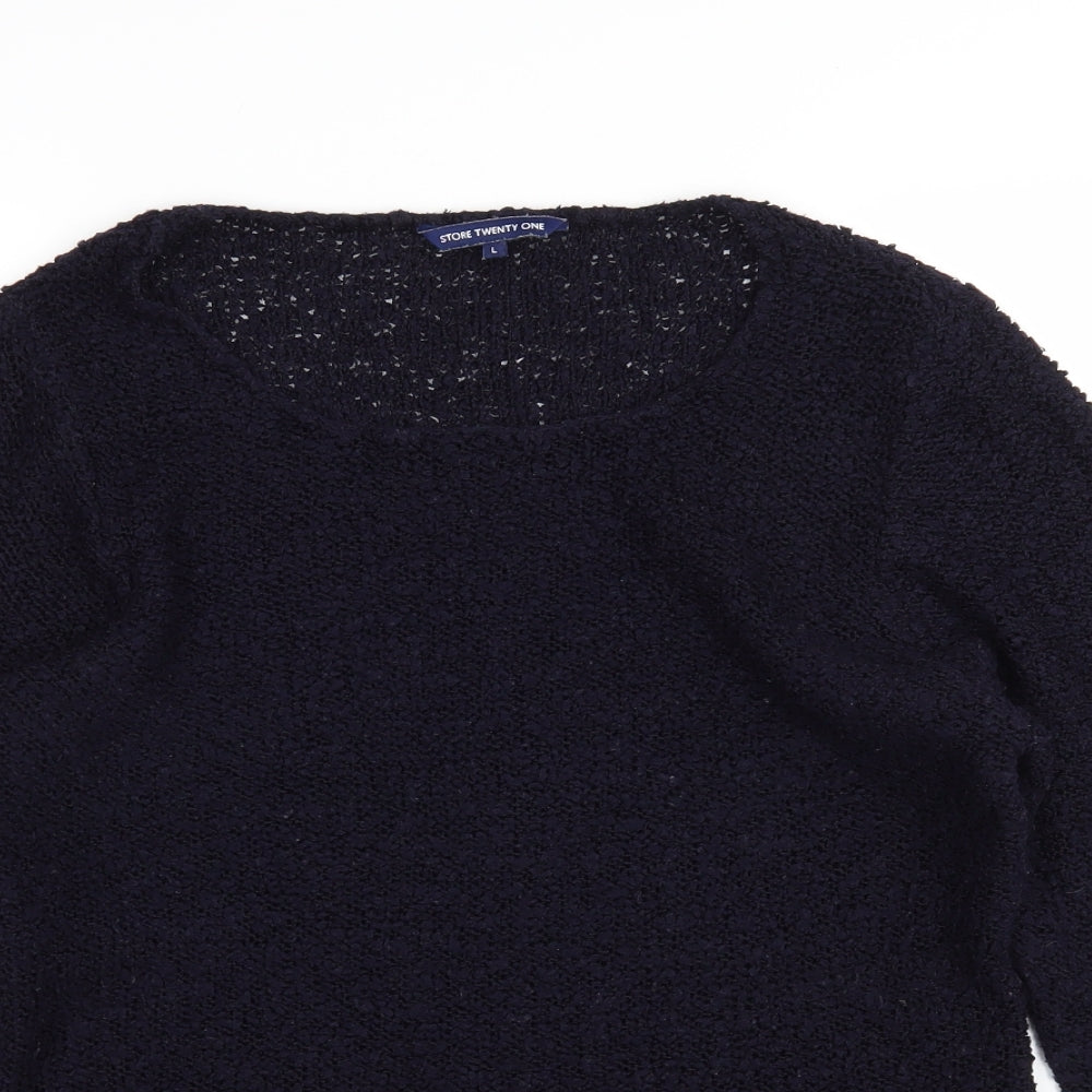 store twenty one Womens Blue Round Neck  Acrylic Pullover Jumper Size L