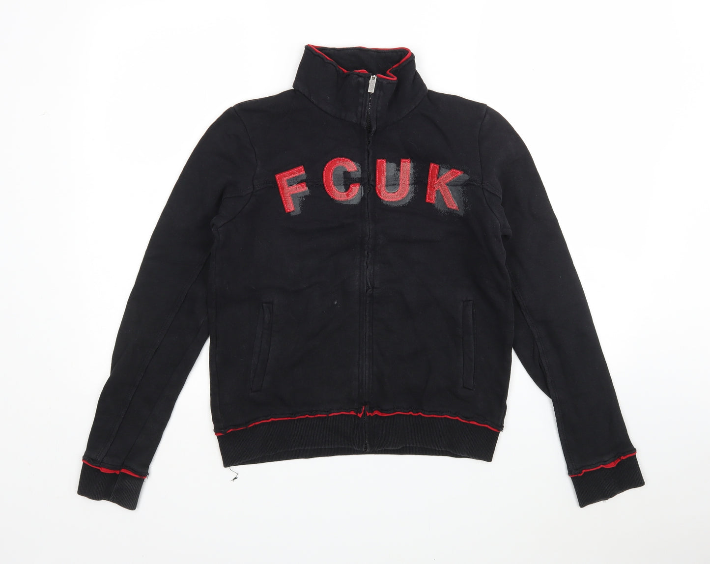 FCUK Womens Black  Cotton Full Zip Sweatshirt Size M
